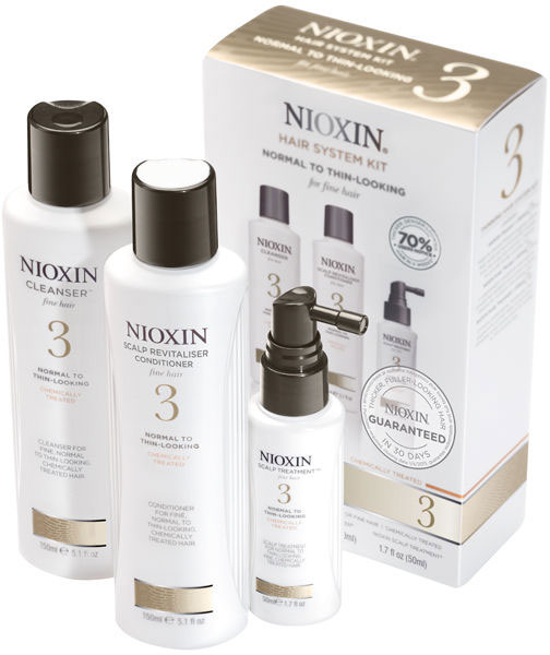 Nioxin Hair System Kit, jossa shampoo, hoitoaine ja hoitoneste